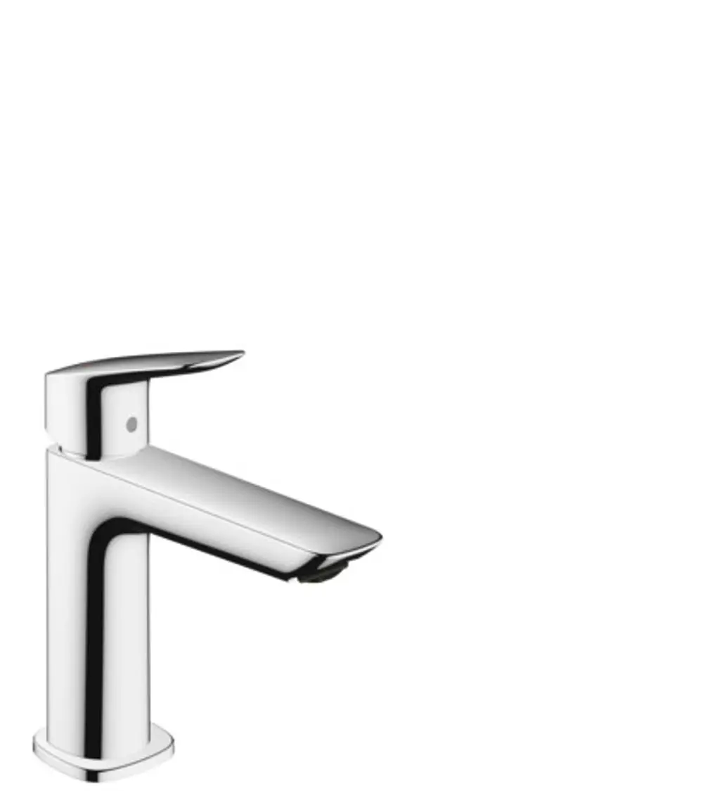 Einhebel-Waschtischmischer aus Chrom von Hansgrohe mit flacher Auslaufkante und Bedienhebel, geeignet für moderne Badezimmereinrichtungen.